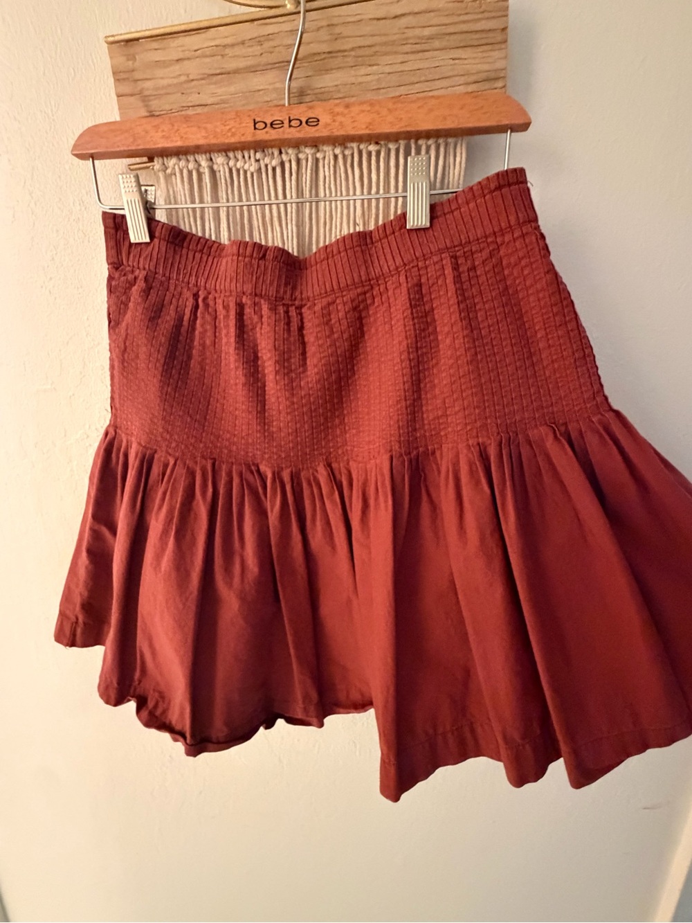 By Anthropologie Rust Smocked Mini Skirt – Size M
